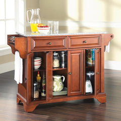 Crosley Lafayette 51.50 Inch Granite Top Full Size Kitchen Island/Cart - KF30003B - The Home Selection
