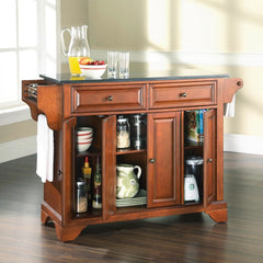 Crosley Lafayette 51.50 Inch Granite Top Full Size Kitchen Island/Cart- KF30004B - The Home Selection