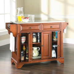 Crosley Lafayette 51.50 Inch Stainless Steel Top Full Size Kitchen Island/Cart - KF30002B - The Home Selection