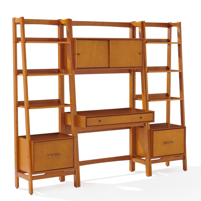 Crosley Landon 82.25 Inch 3pc Desk And Etagere Set - KF13041AC - The Home Selection