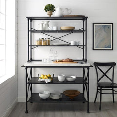 Crosley Madeleine 48 Inch Kitchen Island And Hutch - KF13031MB - The Home Selection