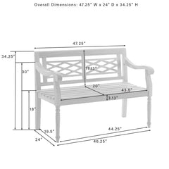 Crosley Olivier Indoor/Outdoor Teak Bench - CO7381-TK - The Home Selection