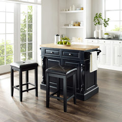 Crosley Oxford Kitchen Island W/Square Seat Stools - KF300065 - The Home Selection