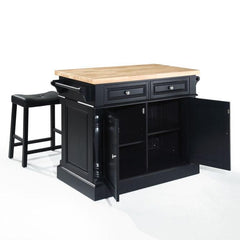 Crosley Oxford Kitchen Island W/Upholstered Saddle Stools - KF300064 - The Home Selection
