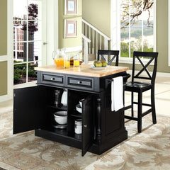 Crosley Oxford Kitchen Island W/X-Back Stools - KF300063 - The Home Selection