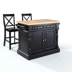 Crosley Oxford Kitchen Island W/X-Back Stools - KF300063 - The Home Selection
