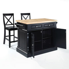 Crosley Oxford Kitchen Island W/X-Back Stools - KF300063 - The Home Selection