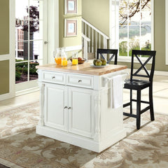 Crosley Oxford Kitchen Island W/X-Back Stools - KF300063 - The Home Selection