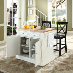 Crosley Oxford Kitchen Island W/X-Back Stools - KF300063 - The Home Selection