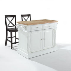 Crosley Oxford Kitchen Island W/X-Back Stools - KF300063 - The Home Selection