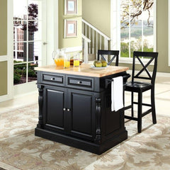 Crosley Oxford Kitchen Island W/X-Back Stools - KF300063 - The Home Selection