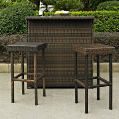 Crosley Palm Harbor 15 Inch 2pc Outdoor Wicker Bar Height Bar Stool Set - CO7108 - The Home Selection