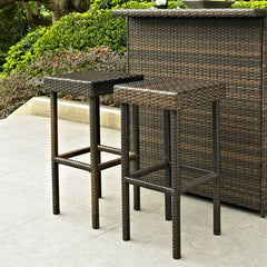 Crosley Palm Harbor 15 Inch 2pc Outdoor Wicker Bar Height Bar Stool Set - CO7108 - The Home Selection