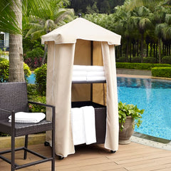 Crosley Palm Harbor 35.50 Inch Outdoor Wicker Towel Valet Sand - CO7304-BR - The Home Selection