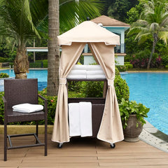Crosley Palm Harbor 35.50 Inch Outdoor Wicker Towel Valet Sand - CO7304-BR - The Home Selection