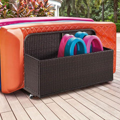 Crosley Palm Harbor 44 Inch Outdoor Wicker Pool Storage Caddy - CO7303 - The Home Selection
