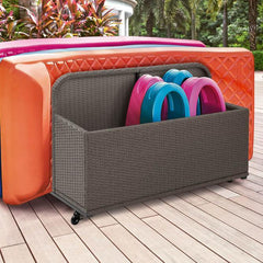 Crosley Palm Harbor 44 Inch Outdoor Wicker Pool Storage Caddy - CO7303 - The Home Selection