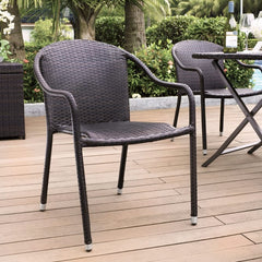 Crosley Palm Harbor 4pc Outdoor Wicker Stackable Chair Set - CO7109 - The Home Selection