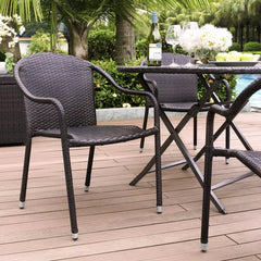 Crosley Palm Harbor 4pc Outdoor Wicker Stackable Chair Set - CO7109 - The Home Selection
