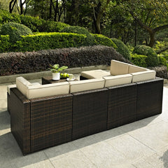 Crosley Palm Harbor 99 Inch 8pc Outdoor Wicker Sectional Set - KO70008BR - The Home Selection