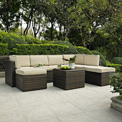 Crosley Palm Harbor 99 Inch 8pc Outdoor Wicker Sectional Set - KO70008BR - The Home Selection