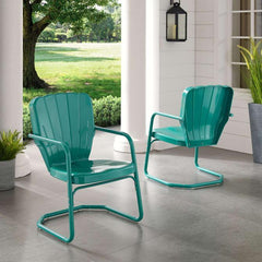 Crosley Ridgeland 23.25 Inch 2pc Outdoor Metal Armchair Set - CO1031 - The Home Selection