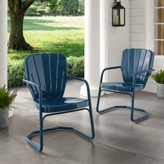 Crosley Ridgeland 23.25 Inch 2pc Outdoor Metal Armchair Set - CO1031 - The Home Selection