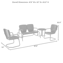 Crosley Ridgeland 4pc Outdoor Metal Conversation Set - KO10022 - The Home Selection