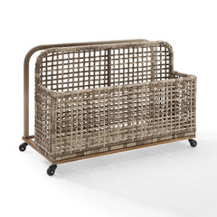 Crosley Ridley Outdoor Wicker And Metal Pool Storage Caddy - CO7308BR-GY - The Home Selection