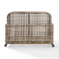 Crosley Ridley Outdoor Wicker And Metal Pool Storage Caddy - CO7308BR-GY - The Home Selection