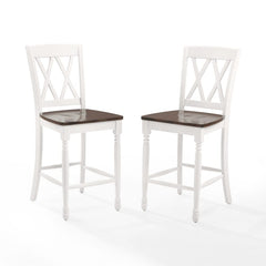 Crosley Shelby 18 Inch 2pc Counter Stool Set Distressed-White - CF501024-WH - The Home Selection
