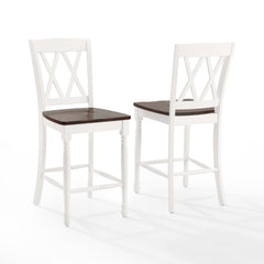 Crosley Shelby 18 Inch 2pc Counter Stool Set Distressed-White - CF501024-WH - The Home Selection
