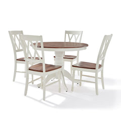 Crosley Shelby 5pc Round Dining Set Distressed-White - KF13039WH - The Home Selection