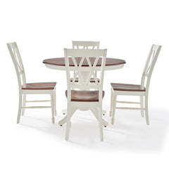 Crosley Shelby 5pc Round Dining Set Distressed-White - KF13039WH - The Home Selection