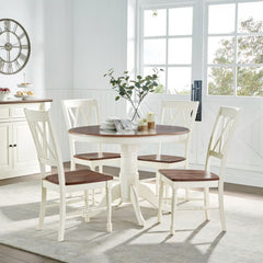 Crosley Shelby 5pc Round Dining Set Distressed-White - KF13039WH - The Home Selection