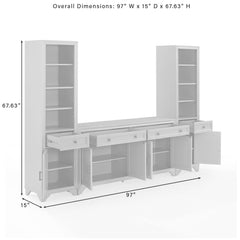 Crosley Tara 3pc Sideboard And Bookcase Set - KF33014 - The Home Selection