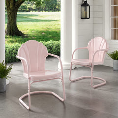 Crosley Tulip 24.50 Inch 2pc Outdoor Metal Armchair Set - CO1029 - The Home Selection