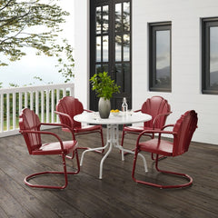 Crosley Tulip 98 Inch 5pc Outdoor Metal Dining Set - KO10014 - The Home Selection