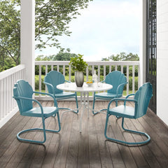 Crosley Tulip 98 Inch 5pc Outdoor Metal Dining Set - KO10014 - The Home Selection