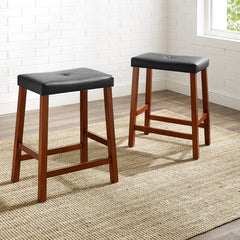 Crosley Upholstered Saddle Seat 2pc Counter Stool Set - CF500224 - The Home Selection