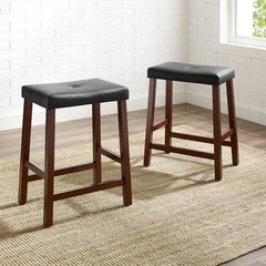 Crosley Upholstered Saddle Seat 2pc Counter Stool Set - CF500224 - The Home Selection