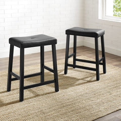 Crosley Upholstered Saddle Seat 2pc Counter Stool Set - CF500224 - The Home Selection
