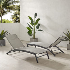 Crosley Weaver 2pc Outdoor Sling Chaise Lounge Set Light-gray - KO70390MB-LG - The Home Selection