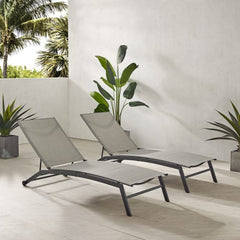 Crosley Weaver 2pc Outdoor Sling Chaise Lounge Set Light-gray - KO70390MB-LG - The Home Selection