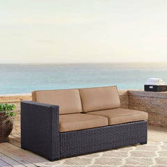 Discontinued Crosley Biscayne 62.25 Inch Outdoor Wicker Sectional Loveseat - KO70129BR - The Home Selection