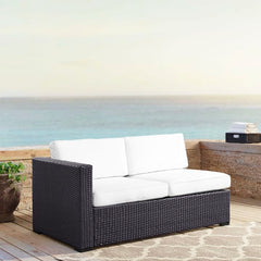 Discontinued Crosley Biscayne 62.25 Inch Outdoor Wicker Sectional Loveseat - KO70129BR - The Home Selection