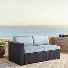 Discontinued Crosley Biscayne 62.25 Inch Outdoor Wicker Sectional Loveseat - KO70129BR - The Home Selection