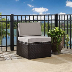 Discontinued Crosley Palm Harbor 23 Inch Outdoor Wicker Center Chair - KO70090BR - The Home Selection