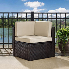 Discontinued Crosley Palm Harbor 26.50 Inch Outdoor Wicker Corner Chair - KO70089BR - The Home Selection