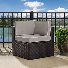 Discontinued Crosley Palm Harbor 26.50 Inch Outdoor Wicker Corner Chair - KO70089BR - The Home Selection